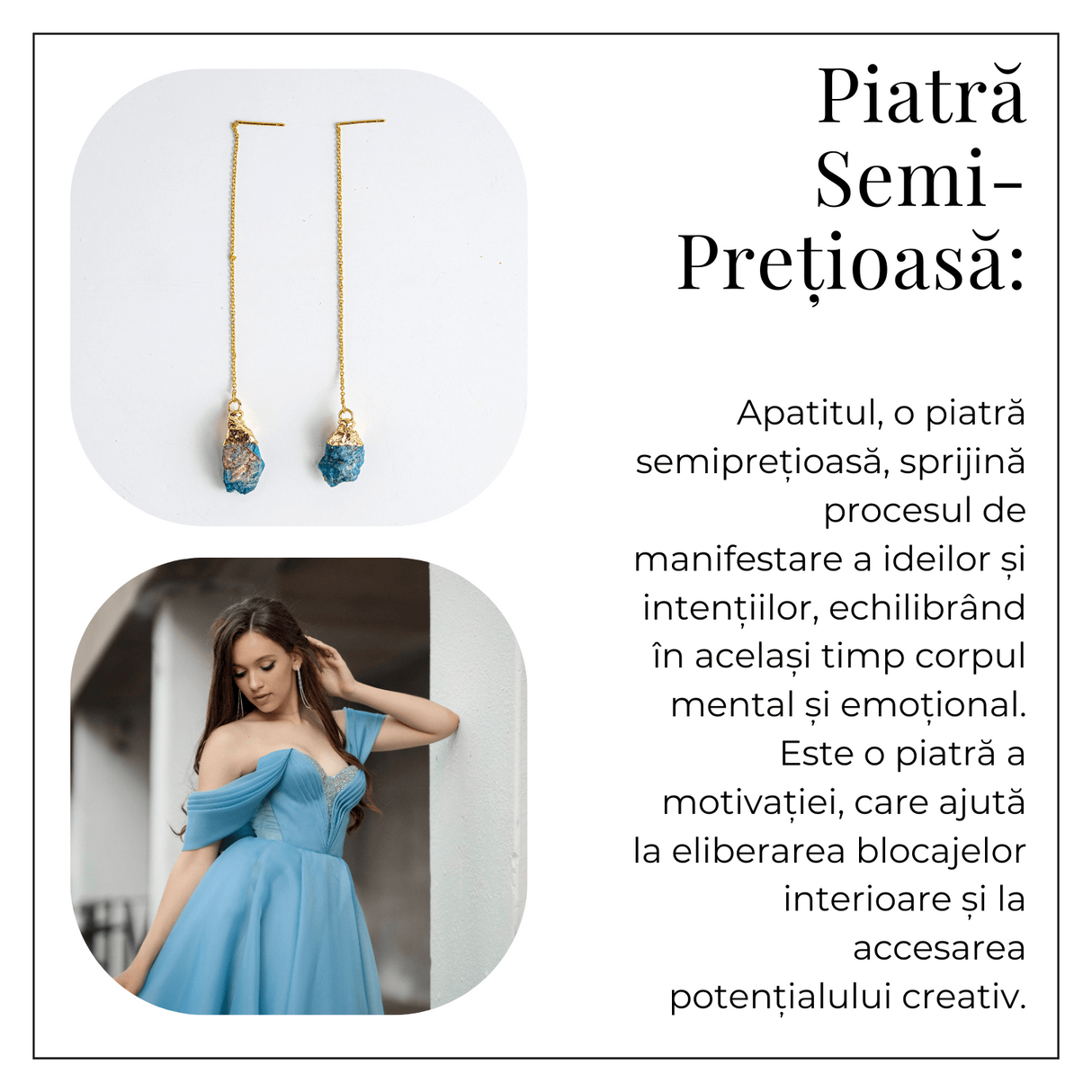Claritate si Inspiratie - Cercei Lungi cu Apatit Brut