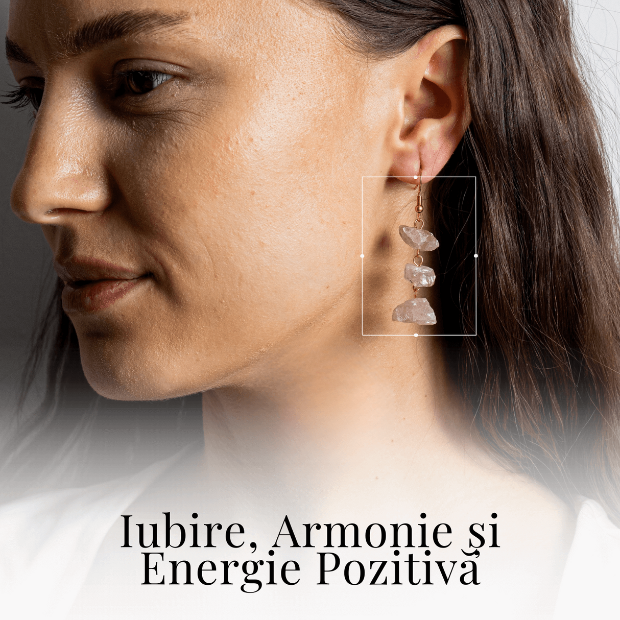 Cercei Cuart Roz Natural Brut Triplu piatra - Iubire, Armonie si Echilibru