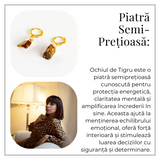 Cercei Aurii cu Ochi de Tigru Brut Natural - Putere si Protectie