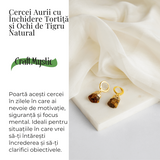 Cercei Aurii cu Ochi de Tigru Brut Natural - Putere si Protectie