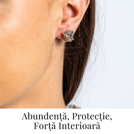 Cercei argintii cu Pirita bruta - Abundenta, incredere si protectie energetica