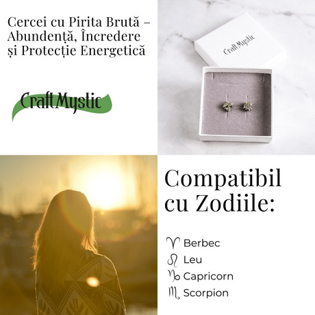 Cercei argintii cu Pirita bruta - Abundenta, incredere si protectie energetica