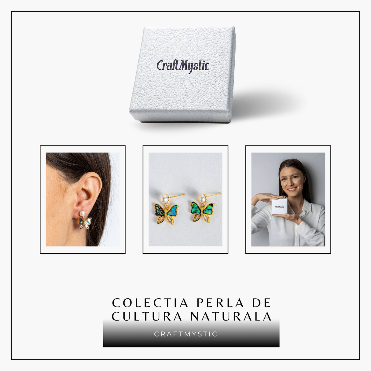 Cercei fluture cu perla naturala - Rafinament si renastere