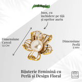 Floare de lumina - Cercei cu perla naturala si design floral
