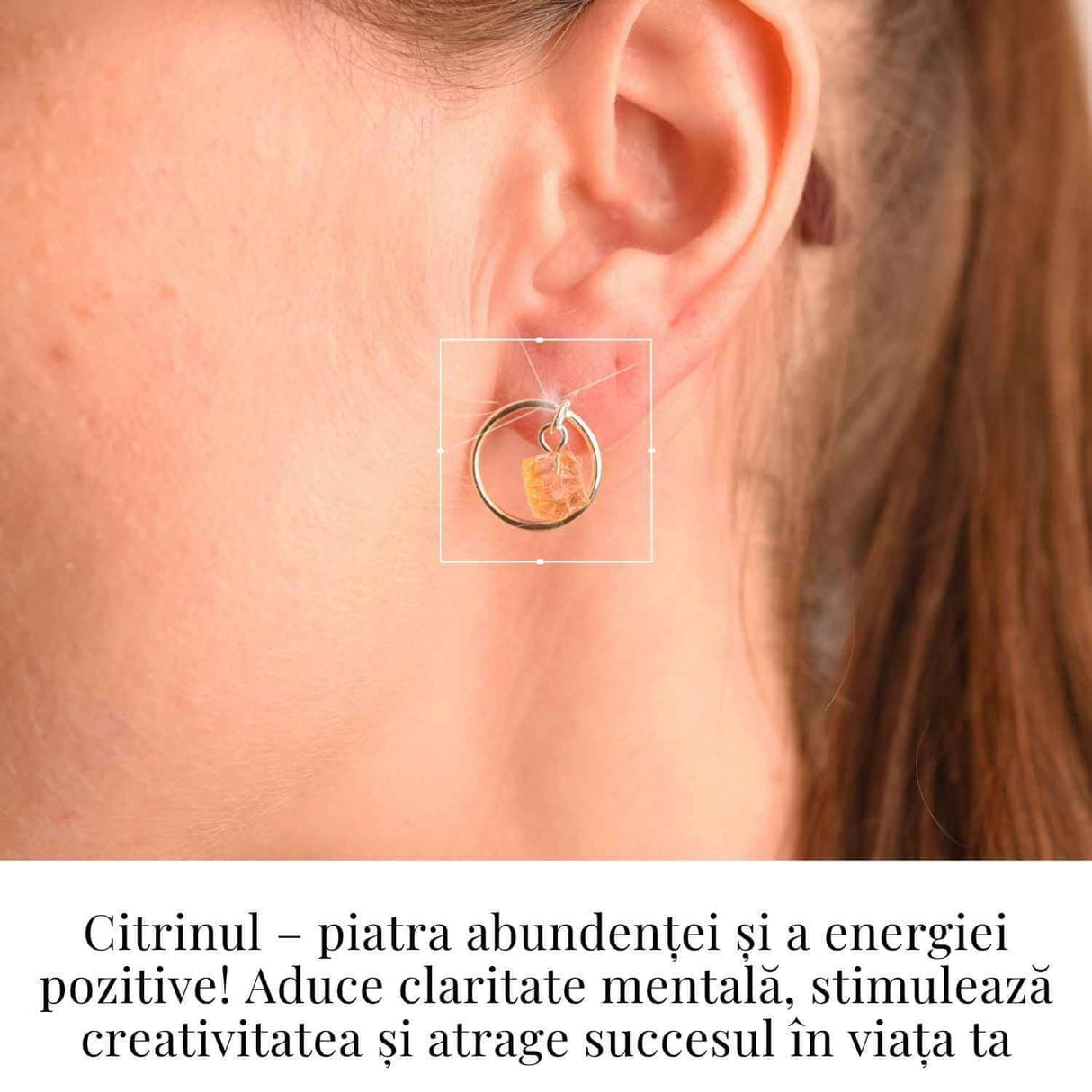 Cercei Sferici cu Citrin Brut - Atrage Energie Pozitiva si Abundenta