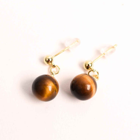 Cercei Ochi de Tigru Biluta 10 mm - Protectie si Eleganta Aurie
