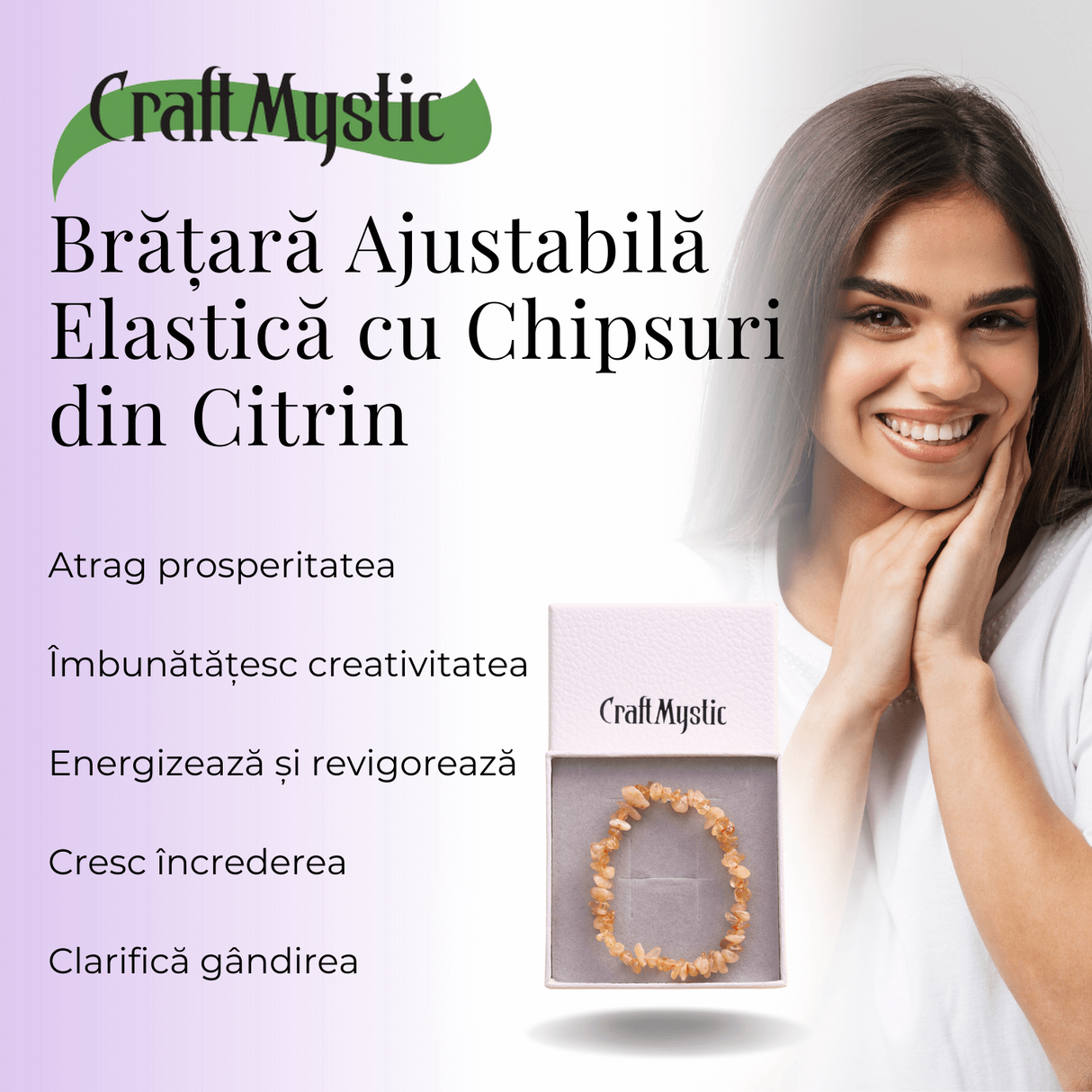 Bratara Elastica cu Chipsuri de Citrin