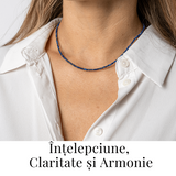 Intelepciune si Creativitate - Choker din Otel Inoxidabil cu Lapis Lazuli Natural Fatetat