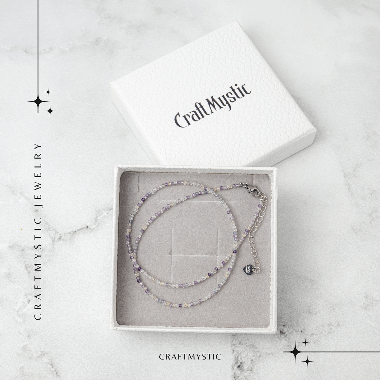 Echilibru si Claritate - Choker din Otel Inoxidabil cu Fluorit Multicolor Natural Fatetat 2.5MM