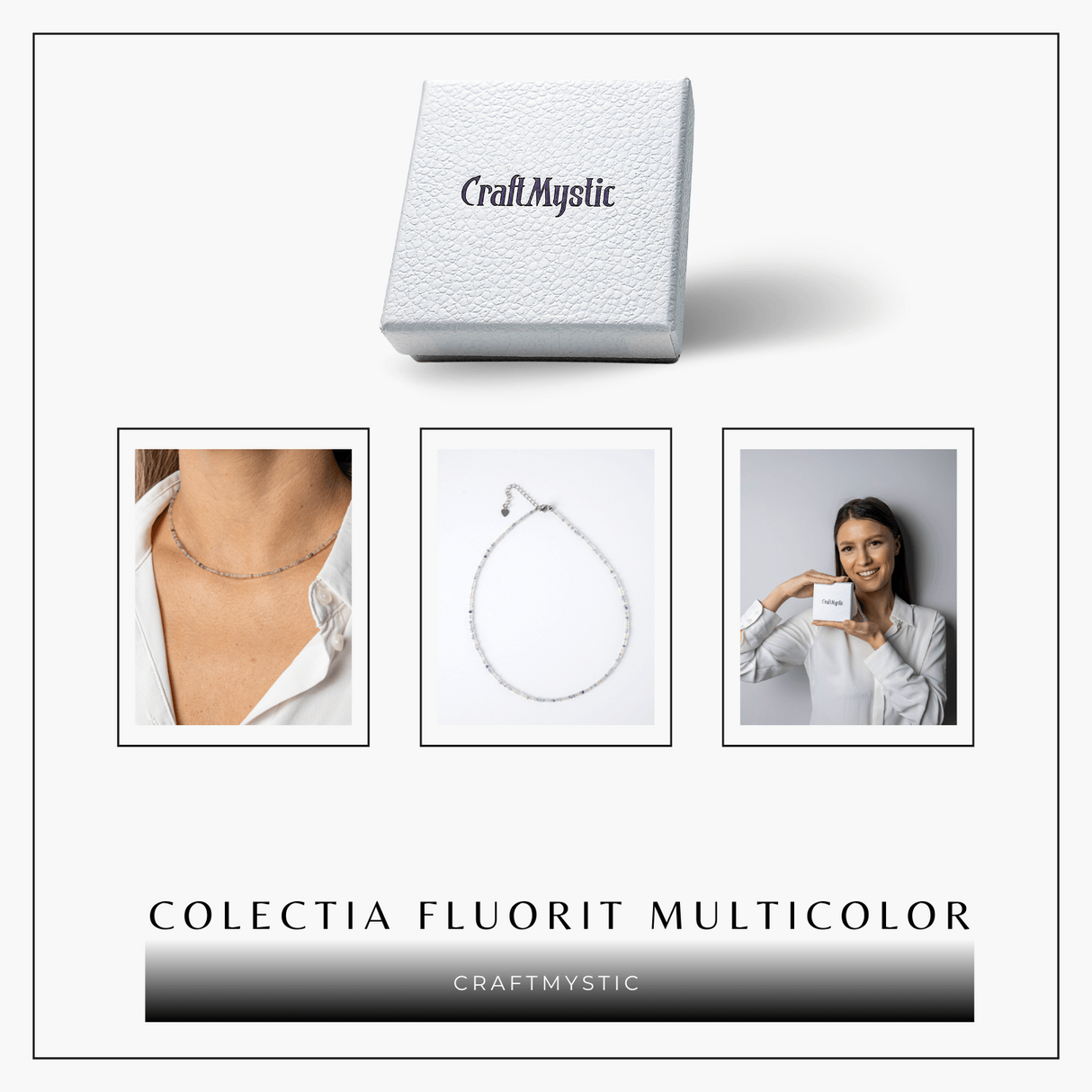 Echilibru si Claritate - Choker din Otel Inoxidabil cu Fluorit Multicolor Natural Fatetat 2.5MM