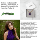 Protectie si Claritate - Colier Sticluta Pendul din Ametist Natural, lant cupru Placat Auriu