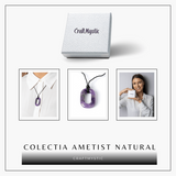 Colier cu Pandantiv Oval din Ametist Natural - Piatra Protectiei si Claritatii Spirituale
