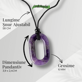 Colier cu Pandantiv Oval din Ametist Natural - Piatra Protectiei si Claritatii Spirituale