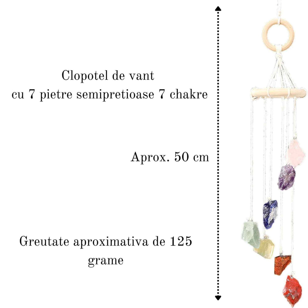 Clopotel de Vant cu Pietre Semipretioase ale celor 7 Chakre - Armonie Cromatica si Energetica in Spatiul Tau