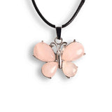 Colier ajustabil fluture cu Cuart Roz - Protectie si Eleganta