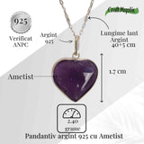 Liniste si Intuitie Profunda - Colier Inima cu Ametist si Argint 925