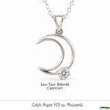 Colier Semiluna cu diamant Moissanit din Argint 925 – Feminitate si Stralucire Mistica