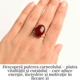 Inel Ajustabil Argint 925 cu Carneol Oval - Energie si Curaj Zilnic