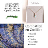 Colier Argint 925 Aur 18K cu Opal Etiopian Lacrima 1.09-1.37 gr- Intuitie si Claritate