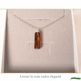 Colier argint 925 cilindru cu chihlimbar natural - Energie solara si claritate