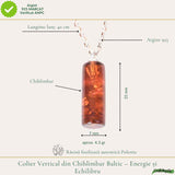 Colier argint 925 cilindru cu chihlimbar natural - Energie solara si claritate