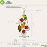 Colier argint 925 buchet flori cu chihlimbar natural - Vitalitate si feminitate