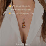 Colier argint 925 buchet flori cu chihlimbar natural - Vitalitate si feminitate