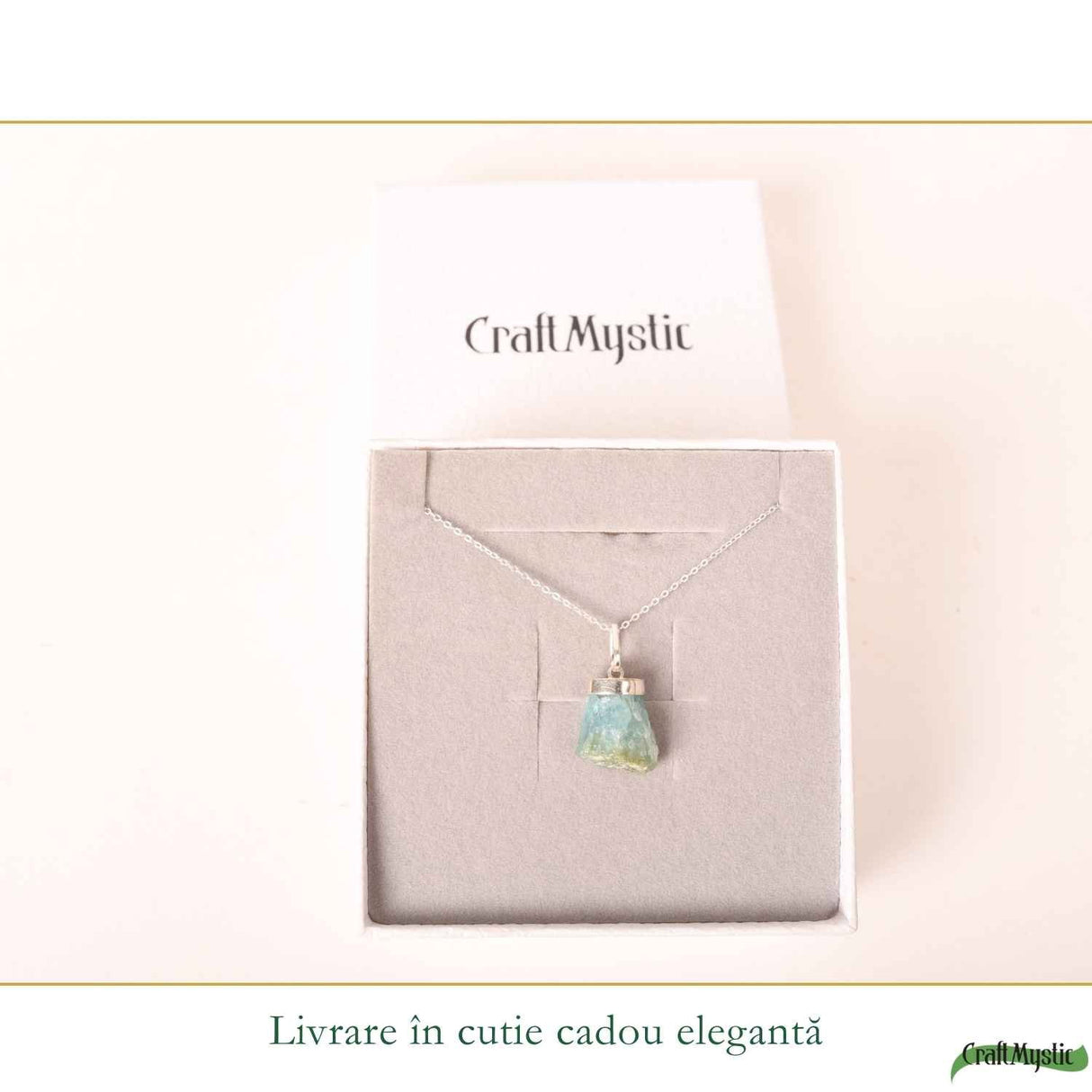 Colier Argint 925 cu Acvamarin Brut Natural – Claritate si Calm Interior