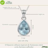 Colier Argint 925 cu Acvamarin Lacrima Fatetat – Claritate si Calm Interior