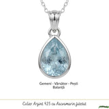 Colier Argint 925 cu Acvamarin Lacrima Fatetat – Claritate si Calm Interior