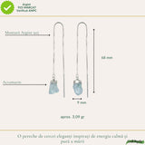 Cercei Argint 925 cu Acvamarin Brut si Lant – Calm Interior si Eleganta Naturala