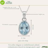 Colier Argint 925 cu Acvamarin Oval Fatetat – Claritate si Calm Interior