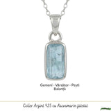 Colier Argint 925 cu Acvamarin Dreptunghi Fatetat – Claritate si Calm Interior