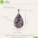 Colier Argint 925 cu Agat Strugure Natural Lacrima – Calm, Intuitie si Echilibru