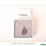 Colier Argint 925 cu Agat Strugure Natural Lacrima – Calm, Intuitie si Echilibru