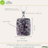 Colier Argint 925 cu Agat Strugure Natural Patrat – Energie de Calm si Echilibru