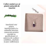 Colier Argint 925 cu Ametist Natural - Claritate, Liniste si Protectie Spirituala