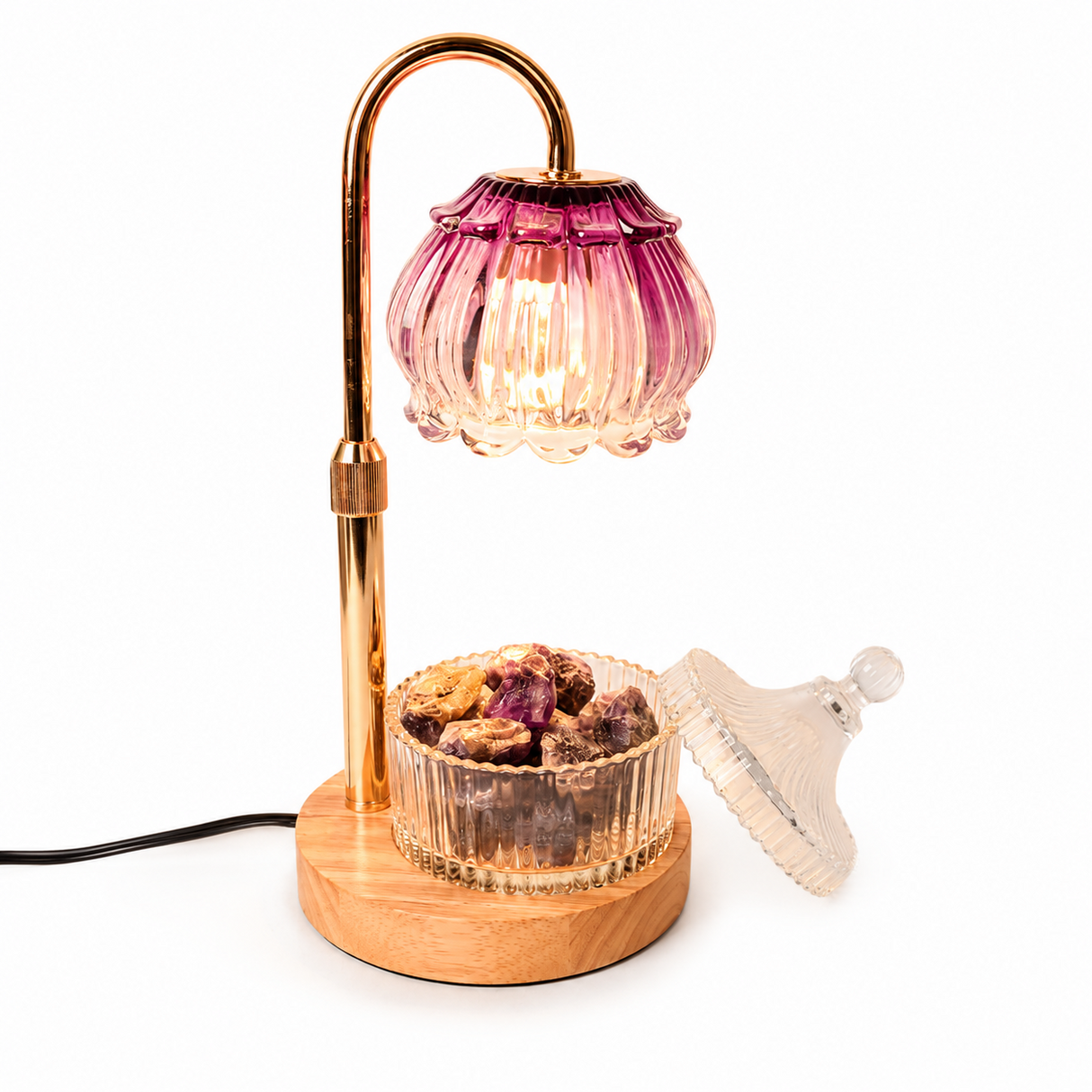 Lampa Floare cu Ametist Brut Natural – Aromaterapie ulei esestial , Relaxare și Energie Armonioasa