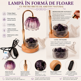 Lampa Floare cu Ametist Brut Natural – Aromaterapie ulei esestial , Relaxare și Energie Armonioasa