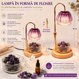 Lampa Floare cu Ametist Brut Natural – Aromaterapie ulei esestial , Relaxare și Energie Armonioasa