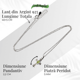 Colier Argint 925 cu Peridot Natural in Forma de Cruce - Armonie Interioara si Protectie Divina
