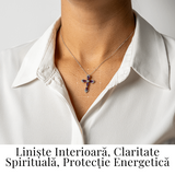 Colier Argint 925 cu Crucifix din Ametist Natural si Zirconiu - Simbol al Linistii Interioare si Protectiei Spirituale