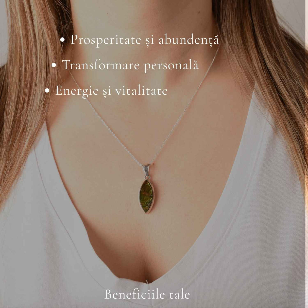 Colier Argint 925 cu Amolit Natural Delica – Prosperitate, Energie si Protectie