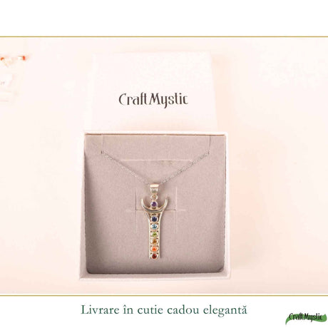 Colier argint 925 cu pietre 7 chakre – echilibru si armonie energetica