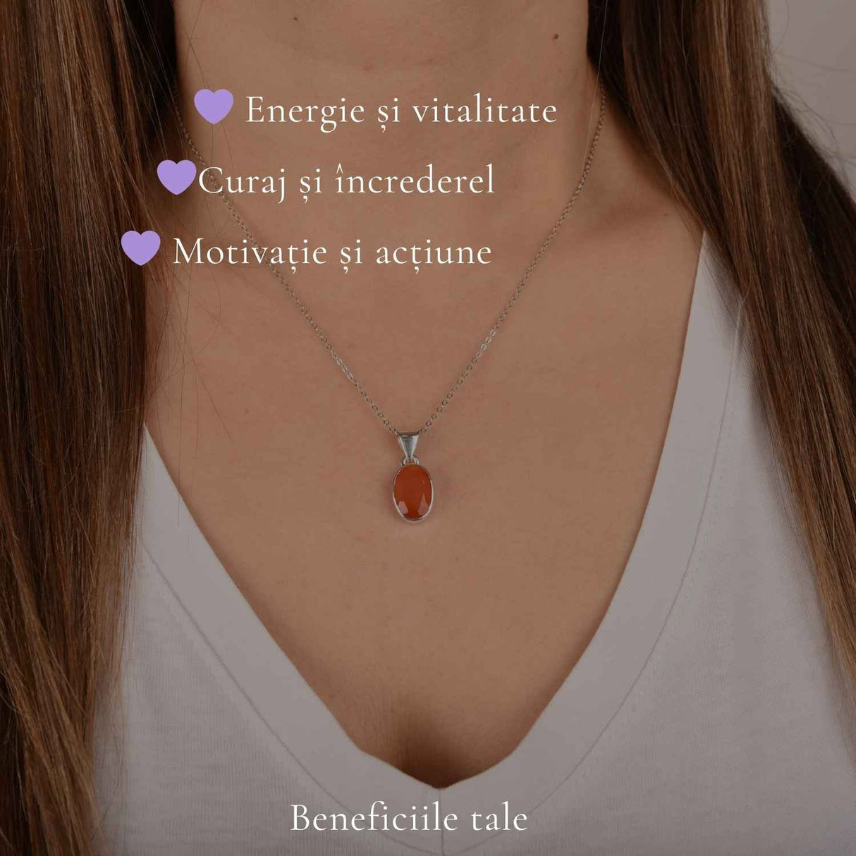 Colier argint 925 cu Carneol fatetat – energie si incredere feminina