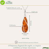 Colier Argint 925 cu Chihlimbar Lacrima Spiralata – Eleganta si Echilibru Interior
