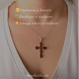 Colier Argint 925 cu Chihlimbar Cruce – Protectie si Energie Pozitiva