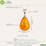 Colier cu Chihlimbar Natural in Forma de Lacrima si Lant din Argint 925 – Caldura si Energie Pozitiva
