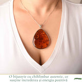 Colier Argint 925 cu Chihlimbar Lacrima – Eleganta Statement si Energie Pozitiva