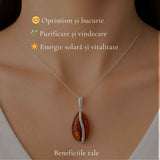 Colier Argint 925 cu Chihlimbar Lacrima – Protectie, Caldura si Eleganta Naturala